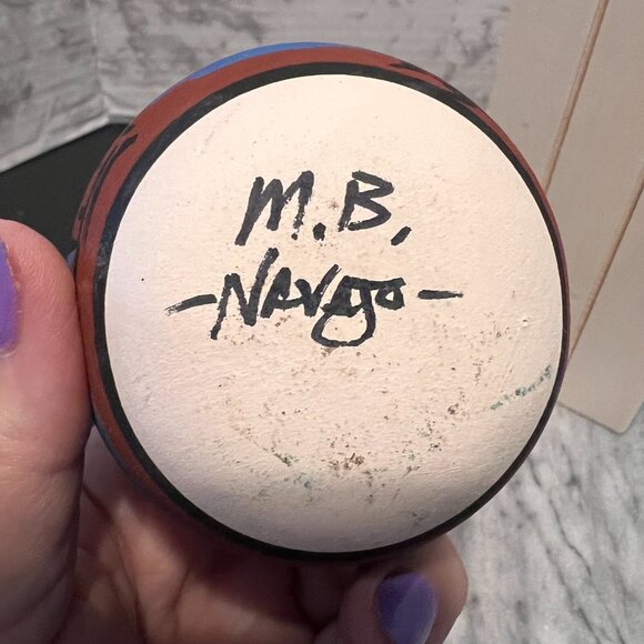 Navajo‎ Native American Pottery Handmade Signed M.B. Navajo - Picture 4 of 6